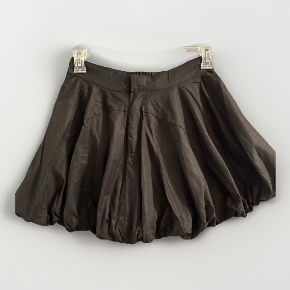 New Dissh Linen Blend Mini Skirt US 6 / S Womens Black Bubble Paperbag